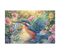 Puzzle De 1000 Piezas para Adultos Martín Pescador pescando un pez 1000 PCS 75x50cm Impresión Vibrante No Desvanecible Arte De Pared Enmarcable Ideal para Salón Dormitorio Regalo