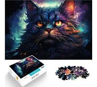 Puzzle de 1000 piezas para adultos, misterioso y colorido gato infernal, juegos de relajación, sofisticado, pero entretenido y humorístico, 26 x 38 cm