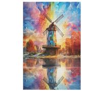 Puzzle de 1000 piezas para adultos, molino de viento colorido rompecabezas para niños, regalo de madera, juego familiar divertido (78×53cm)