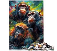 Puzzle de 1000 piezas para adultos, monos pintando interesante rompecabezas para reducir el estrés, 50 x 70 cm, gran regalo para toda la familia