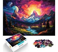 Puzzle de 1000 piezas para adultos Montañas coloridas Rompecabezas de actividades familiares Lista de deseos de Navidad con Papá Noel 14.96 pulgadas x 20.47 pulgadas para 14 años