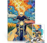 Puzzle de 1000 Piezas para Adultos Motocicleta de Ghost Rider Juguete Educativo Intelectual descompresor para la decoración del hogar 75x50cm