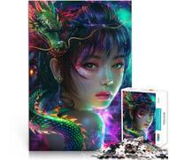 Puzzle de 1000 Piezas para Adultos Mujer asiática con dragón Entrena tu Cerebro y Tus Manos Decoración artística del hogar 38x26cm