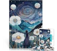 Puzzle de 1000 Piezas para Adultos Mujer en un Campo de Flores Entrena tu Cerebro y Tus Manos con póster a Juego y Hoja de Trivia 38x26cm
