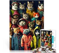 Puzzle de 1000 Piezas para Adultos Multitud de Gatos Desafiante de completar, Pero Divertido y Gracioso. Mejorar el Amor Entre Parejas 52x38cm
