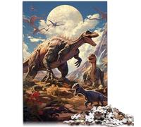Puzzle de 1000 piezas para adultos, mundo de los dinosaurios, sofisticado, regalo con póster a juego y hoja de preguntas para niños a partir de 14 años, 26 x 38 cm