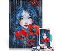 Puzzle de 1000 Piezas para Adultos Niña y Flores de Amapola Juguetes de Juego para Regalo Familiar Regalo para cumpleaños 38x26cm