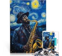 Puzzle de 1000 Piezas para Adultos Noche Estrellada con saxofón Entrena tu Cerebro y Tus Manos Colección de Artistas, Bellas Artes 38x26cm