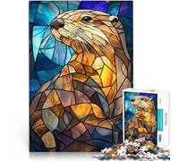 Puzzle de 1000 Piezas para Adultos Nutria de vidriera Juguetes adictivos Que desafían la Inteligencia Cerebral Ideas de Regalos 38x26cm