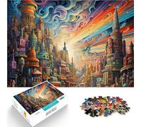 Puzzle de 1000 Piezas para Adultos Obra de Arte psicodélica de la Ciudad Juego Intelectual Colección de Artistas, Bellas Artes 75x50cm