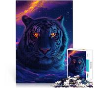 Puzzle de 1000 piezas para adultos, ojos de tigre negros, brillan sobre el fondo del rompecabezas educativo, gran regalo para adolescentes a partir de 14 años, 26 x 38 cm