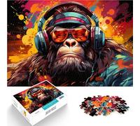 Puzzle de 1000 piezas para adultos orangután escucha música juego de pensamiento 50 x 70 cm alivio del estrés vacaciones en casa pasatiempo para niños a partir de 14 años