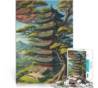 Puzzle de 1000 Piezas para Adultos Pagoda de Estilo Chino para el Juguete de desafío de Juego Educativo Mejorar el Amor Entre Parejas 52x38cm
