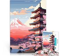Puzzle de 1000 Piezas para Adultos Pagoda del Monte Fuji Matar el Tiempo en Vacaciones en casa Regalos para Amigos y Familiares 52x38cm
