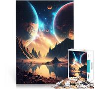 Puzzle de 1000 Piezas para Adultos Paisaje de Doble Planeta Juguete de desafío de Juego Educativo Regalos de Amigo Secreto 38x52cm