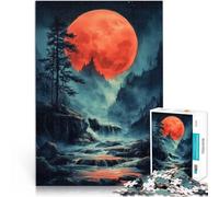 Puzzle de 1000 Piezas para Adultos Paisaje de Luna de Sangre Entrena tu Cerebro y Tus Manos Regalos para Amigos y Familiares 38x26cm