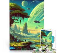 Puzzle de 1000 Piezas para Adultos Paisaje Extraterrestre solarpunk con Naves espaciales desafío Educativo Regalo Divertido 52x38cm