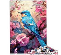 Puzzle de 1000 piezas para adultos, pájaro azul y flores, juguete de entretenimiento familiar, gran regalo para adolescentes a partir de 14 años, 26 x 38 cm