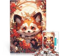 Puzzle de 1000 Piezas para Adultos Panda Rojo en Flor Ayuda al Cerebro a ejercitar Juguetes adictivos para Cultivar la Paciencia. Regalo Divertido 75x50cm