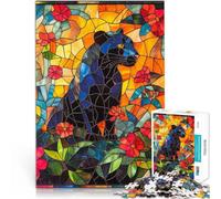 Puzzle de 1000 Piezas para Adultos Pantera de vidrieras Matar el Tiempo en Vacaciones en casa Interacción Entre Padres e Hijos 52x38cm