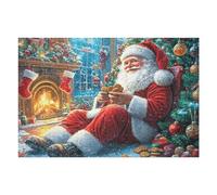 Puzzle De 1000 Piezas para Adultos Papá Noel Navidad Nevado 75x50cm Arte De Pared Enmarcable para Oficina Café Presentación Artística Única para Espacio Comercial