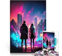 Puzzle de 1000 Piezas para Adultos Pareja en la Calle por la Noche Juguetes educativos de Aprendizaje Decoración del hogar 38x26cm
