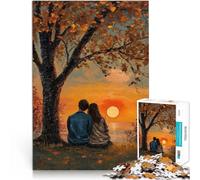 Puzzle de 1000 Piezas para Adultos Pareja Mirando la Puesta de Sol Juguetes Juegos Educativos Antiestrés Una Obra de Arte 75x50cm