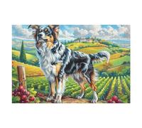Puzzle De 1000 Piezas para Adultos Pastor Australiano Otoño Granja 75x50cm Arte De Pared Enmarcable para Oficina Café Presentación Artística Única para Espacio Comercial