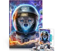 Puzzle de 1000 Piezas para Adultos “Perro Akita Astronauta Espacial” Madera，para Mayores de 14 años Rompecabezas para Regalo para cumpleaños。tamaño：50x75cm/19.68x29.52pulgada