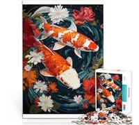 Puzzle de 1000 Piezas para Adultos Pez koi japonés Juego Familiar para aliviar el estrés: desafío difícil Buen Regalo 75x50cm