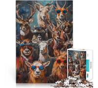 Puzzle de 1000 Piezas para Adultos Pintura de Animales Salvajes y geniales Alivio del estrés con póster a Juego y Hoja de Trivia 52x38cm