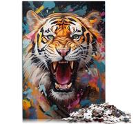 Puzzle de 1000 piezas para adultos, pintura de un león salvaje, interesante rompecabezas para reducir el estrés, una obra de arte para niños de 14 años, 50 x 75 cm