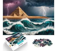 Puzzle de 1000 Piezas para Adultos Pirámides y tormenta oceánica Juguete Educativo de Aprendizaje Gran Regalo para Juegos 52x38cm