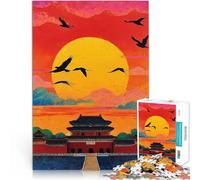 Puzzle de 1000 Piezas para Adultos Puesta de Sol sobre la Ciudad Prohibida Desafiante Difícil Interacción Entre Padres e Hijos 38x26cm