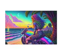 Puzzle de 1000 piezas para adultos, Rebel Ride by The Ocean, para niños, rompecabezas de madera, decoración del hogar (75 × 50 cm)