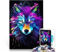 Puzzle de 1000 Piezas para Adultos Retrato Abstracto de Lobo Juguete Educativo de Aprendizaje Interacción Entre Padres e Hijos 38x26cm