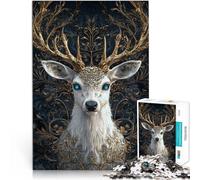 Puzzle de 1000 Piezas para Adultos Retrato de Ciervo Dorado Juego desafiante y Juego Familiar Interacción Entre Padres e Hijos 38x26cm