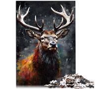 Puzzle de 1000 piezas para adultos, retrato de pintura al óleo de un ciervo, juego práctico que mejora la memoria, adecuado para adolescentes a partir de 14 años, 26 x 38 cm
