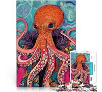 Puzzle de 1000 Piezas para Adultos Retrato de Pulpo Funky Entrena tu Cerebro y Tus Manos Cada Pieza es única: un desafiante y Divertido Juego Familiar 75x50cm