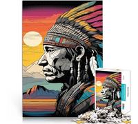 Puzzle de 1000 Piezas para Adultos Retrato de un Jefe Nativo Americano Corte de precisión Actividades Divertidas en casa, Regalos de cumpleaños, Regalos de Viaje, 50x70cm