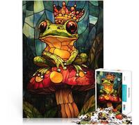 Puzzle de 1000 Piezas para Adultos Rey Rana de vitral Juego Familiar para aliviar el estrés: desafío difícil Ideas de Regalos 38x26cm