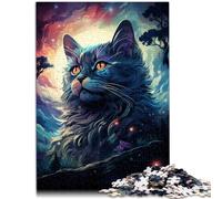 Puzzle de 1000 piezas para adultos, rompecabezas de cuento de hadas, gato a la luz de la luna, juego de cuestionarios, 50 x 70 cm, juego educativo para cumpleaños, Navidad, para adolescentes, 14 años