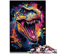 Puzzle de 1000 piezas para adultos, rompecabezas de dinosaurios salvajes de colores como juego educativo, juguete desafiante para adolescentes a partir de 14 años, 26 x 38 cm