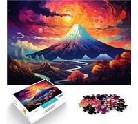 Puzzle de 1000 piezas para adultos, rompecabezas de fantasía "Mount Fuji" de Asia juguete para aliviar el estrés, 50 x 70 cm, con póster a juego y hoja de preguntas para adolescentes a partir de 14