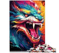 Puzzle de 1000 piezas para adultos rompecabezas educativo y educativo en forma de dragón colorido 38 x 52 cm con póster y hoja de preguntas para adolescentes de 14 años y más