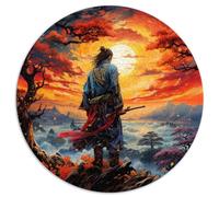 Puzzle de 1000 piezas para adultos, samurai al atardecer, rompecabezas redondos para adultos y niños, rompecabezas de cartón, gran regalo para adultos, tamaño: 67,5 x 67,5 cm