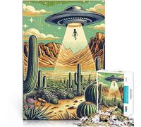 Puzzle de 1000 Piezas para Adultos Secuestro OVNI en el Desierto Juguete Educativo de Aprendizaje decoración de Pared 52x38cm