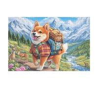 Puzzle De 1000 Piezas para Adultos Shiba Inu Campo de Flores 1000 PCS 75x50cm Puzzle De Arte Coleccionable Ideal para Aficionados Material Duradero Resistente Juegos Educativos