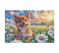 Puzzle De 1000 Piezas para Adultos Shiba Inu Primavera Campo de Flores 75x50cm Puzzle Hobby Relajante Ideal para Tiempo Libre Diario Reduce El Estrés Mejora El Estado De Ánimo