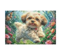 Puzzle De 1000 Piezas para Adultos Shih Tzu Entre Flores 1000 PCS 75x50cm Puzzle Universal para Todas Las Ocasiones Decoración del Hogar Diversión Familiar